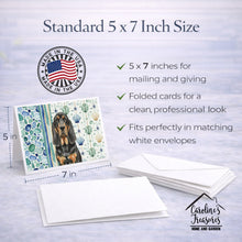 Load image into Gallery viewer, Black and Tan Bloodhound Coastal Sea Glass Greeting Cards Pack of 8