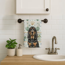Load image into Gallery viewer, Black and Tan Bloodhound Coastal Sea Glass Kitchen Towel