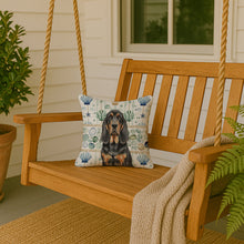 Load image into Gallery viewer, Black and Tan Bloodhound Coastal Sea Glass Throw Pillow