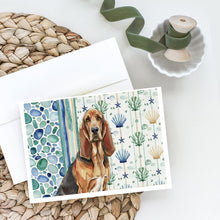 Load image into Gallery viewer, Liver and Tan Bloodhound Coastal Sea Glass Greeting Cards Pack of 8