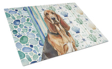 Load image into Gallery viewer, Liver and Tan Bloodhound Coastal Sea Glass Glass Cutting Board