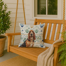 Load image into Gallery viewer, Liver and Tan Bloodhound Coastal Sea Glass Throw Pillow