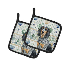 Load image into Gallery viewer, Bluetick Coonhound Coastal Sea Glass Pair of Pot Holders