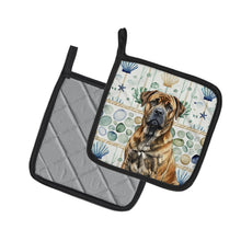 Load image into Gallery viewer, Brindle Boerboel Coastal Sea Glass Pair of Pot Holders