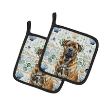 Load image into Gallery viewer, Brindle Boerboel Coastal Sea Glass Pair of Pot Holders
