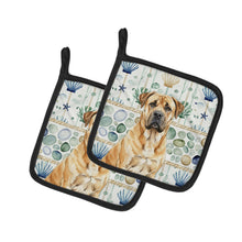 Load image into Gallery viewer, Fawn Boerboel Coastal Sea Glass Pair of Pot Holders