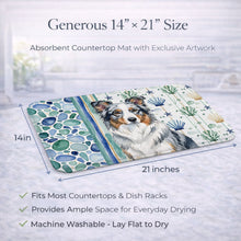 Load image into Gallery viewer, Blue Merle Border Collie Coastal Sea Glass Dish Drying Mat