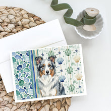 Load image into Gallery viewer, Blue Merle Border Collie Coastal Sea Glass Greeting Cards Pack of 8