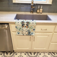 Load image into Gallery viewer, Blue Merle Border Collie Coastal Sea Glass Kitchen Towel