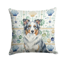 Load image into Gallery viewer, Blue Merle Border Collie Coastal Sea Glass Throw Pillow