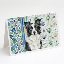 Load image into Gallery viewer, Border Collie Coastal Sea Glass Greeting Cards Pack of 8