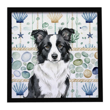 Load image into Gallery viewer, Border Collie Coastal Sea Glass Framed Metal Print