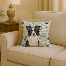 Load image into Gallery viewer, Border Collie Coastal Sea Glass Throw Pillow