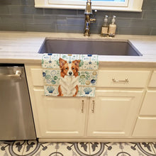 Load image into Gallery viewer, Red and White Border Collie Coastal Sea Glass Kitchen Towel