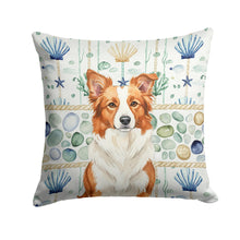Load image into Gallery viewer, Red and White Border Collie Coastal Sea Glass Throw Pillow