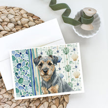 Load image into Gallery viewer, Blue and Tan Border Terrier Coastal Sea Glass Greeting Cards Pack of 8
