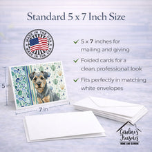 Load image into Gallery viewer, Blue and Tan Border Terrier Coastal Sea Glass Greeting Cards Pack of 8
