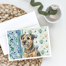 Load image into Gallery viewer, Grizzle and Tan Border Terrier Coastal Sea Glass Greeting Cards Pack of 8