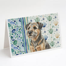 Load image into Gallery viewer, Grizzle and Tan Border Terrier Coastal Sea Glass Greeting Cards Pack of 8