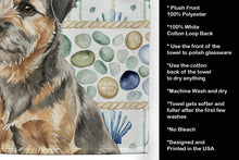 Load image into Gallery viewer, Grizzle and Tan Border Terrier Coastal Sea Glass Kitchen Towel