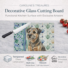 Load image into Gallery viewer, Grizzle and Tan Border Terrier Coastal Sea Glass Glass Cutting Board