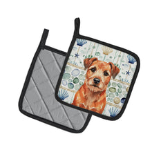 Load image into Gallery viewer, Red Border Terrier Coastal Sea Glass Pair of Pot Holders