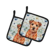 Load image into Gallery viewer, Red Border Terrier Coastal Sea Glass Pair of Pot Holders
