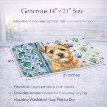 Load image into Gallery viewer, Wheaten Border Terrier Coastal Sea Glass Dish Drying Mat
