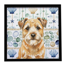 Load image into Gallery viewer, Wheaten Border Terrier Coastal Sea Glass Framed Metal Print