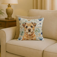 Load image into Gallery viewer, Wheaten Border Terrier Coastal Sea Glass Throw Pillow