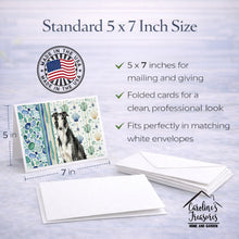 Load image into Gallery viewer, Black and White Borzoi Coastal Sea Glass Greeting Cards Pack of 8