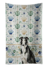 Load image into Gallery viewer, Black and White Borzoi Coastal Sea Glass Kitchen Towel