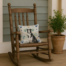 Load image into Gallery viewer, Black and White Borzoi Coastal Sea Glass Throw Pillow