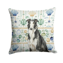 Load image into Gallery viewer, Black and White Borzoi Coastal Sea Glass Throw Pillow
