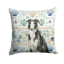 Load image into Gallery viewer, Black and White Borzoi Coastal Sea Glass Throw Pillow