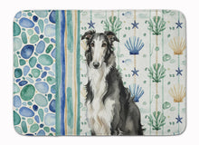 Load image into Gallery viewer, Black and White Borzoi Coastal Sea Glass Memory Foam Kitchen Mat