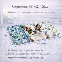 Load image into Gallery viewer, Brindle Boston Terrier Coastal Sea Glass Dish Drying Mat