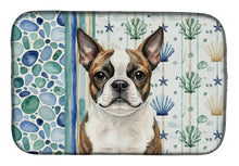 Load image into Gallery viewer, Brindle Boston Terrier Coastal Sea Glass Dish Drying Mat