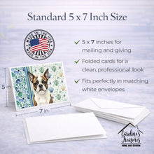 Load image into Gallery viewer, Brindle Boston Terrier Coastal Sea Glass Greeting Cards Pack of 8