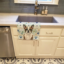 Load image into Gallery viewer, Brindle Boston Terrier Coastal Sea Glass Kitchen Towel