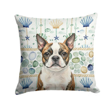Load image into Gallery viewer, Brindle Boston Terrier Coastal Sea Glass Throw Pillow