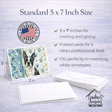 Load image into Gallery viewer, Boston Terrier Coastal Sea Glass Greeting Cards Pack of 8