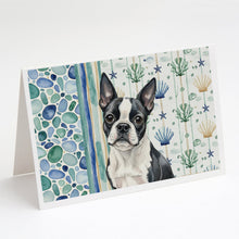 Load image into Gallery viewer, Boston Terrier Coastal Sea Glass Greeting Cards Pack of 8