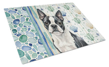 Load image into Gallery viewer, Boston Terrier Coastal Sea Glass Glass Cutting Board