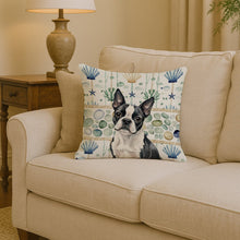 Load image into Gallery viewer, Boston Terrier Coastal Sea Glass Throw Pillow