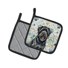 Load image into Gallery viewer, Bouvier des Flandres Coastal Sea Glass Pair of Pot Holders