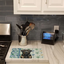 Load image into Gallery viewer, Brindle Bouvier des Flandres Coastal Sea Glass Glass Cutting Board