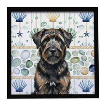 Load image into Gallery viewer, Brindle Bouvier des Flandres Coastal Sea Glass Framed Metal Print