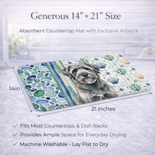 Load image into Gallery viewer, Gray Bouvier des Flandres Coastal Sea Glass Dish Drying Mat