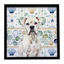 Load image into Gallery viewer, White Boxer Coastal Sea Glass Framed Metal Print